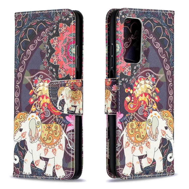 Motif D'impression de Portefeuille en Cuir Coque de Protection Pour Xiaomi Mi 10t 5G / mi 10T Pro 5G / Redmi K30S - Éléphant et Fleur