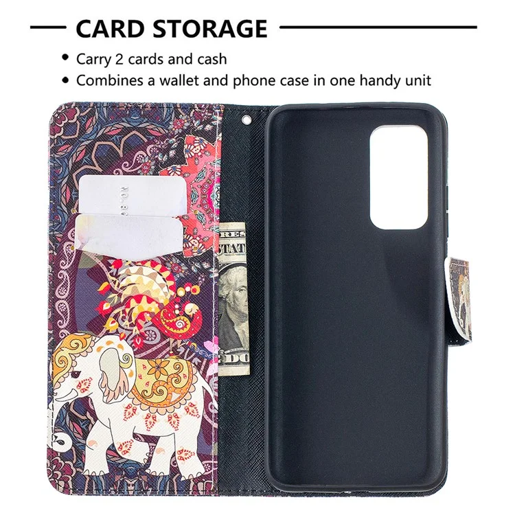 Motif D'impression de Portefeuille en Cuir Coque de Protection Pour Xiaomi Mi 10t 5G / mi 10T Pro 5G / Redmi K30S - Éléphant et Fleur