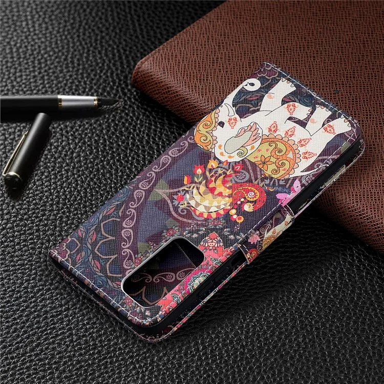 Motif D'impression de Portefeuille en Cuir Coque de Protection Pour Xiaomi Mi 10t 5G / mi 10T Pro 5G / Redmi K30S - Éléphant et Fleur