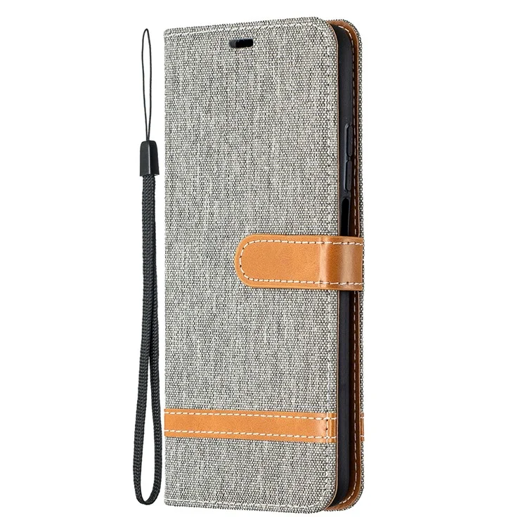 Farbspleißjeans Stoff Textur Brieftasche Lederabdeckung Für Xiaomi Mi 10T 5G/10T Pro 5G/Redmi K30S Telefonhülle - Grau
