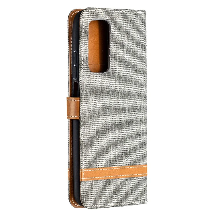 Farbspleißjeans Stoff Textur Brieftasche Lederabdeckung Für Xiaomi Mi 10T 5G/10T Pro 5G/Redmi K30S Telefonhülle - Grau
