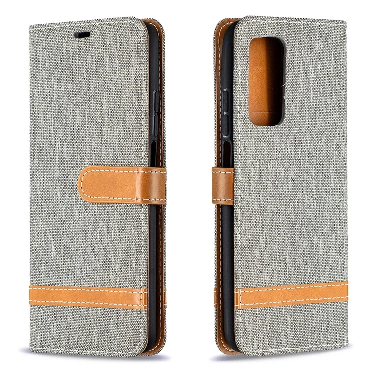 Farbspleißjeans Stoff Textur Brieftasche Lederabdeckung Für Xiaomi Mi 10T 5G/10T Pro 5G/Redmi K30S Telefonhülle - Grau