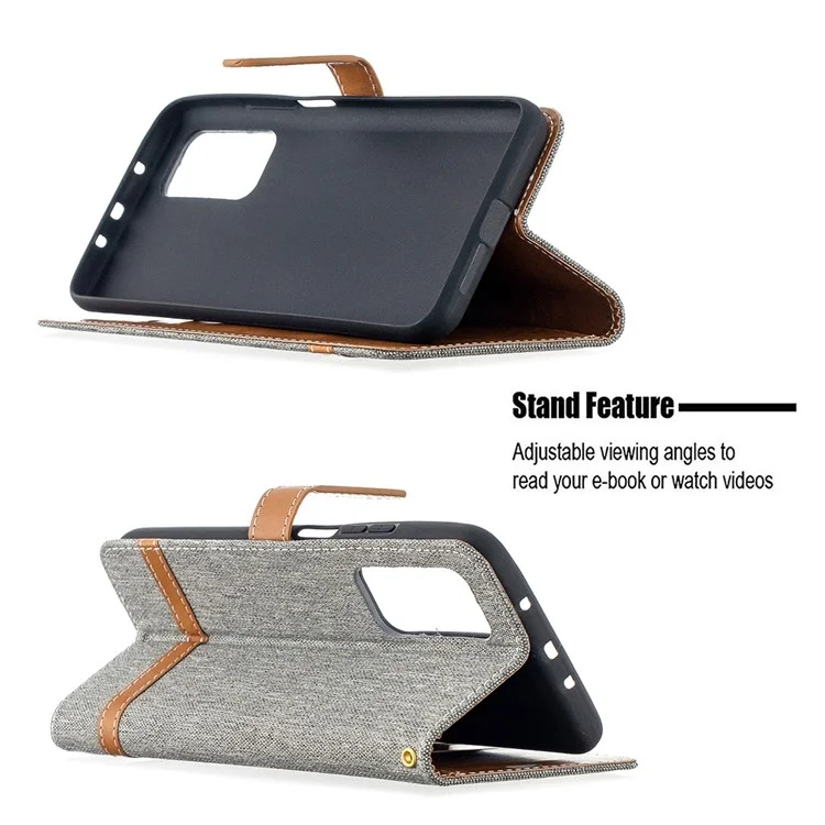 Farbspleißjeans Stoff Textur Brieftasche Lederabdeckung Für Xiaomi Mi 10T 5G/10T Pro 5G/Redmi K30S Telefonhülle - Grau