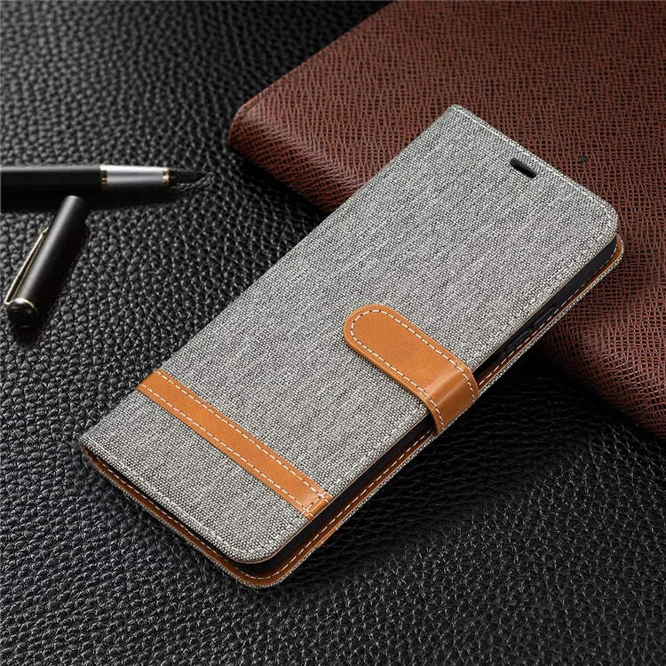 Farbspleißjeans Stoff Textur Brieftasche Lederabdeckung Für Xiaomi Mi 10T 5G/10T Pro 5G/Redmi K30S Telefonhülle - Grau