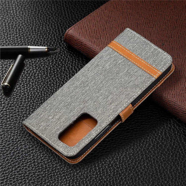 Farbspleißjeans Stoff Textur Brieftasche Lederabdeckung Für Xiaomi Mi 10T 5G/10T Pro 5G/Redmi K30S Telefonhülle - Grau