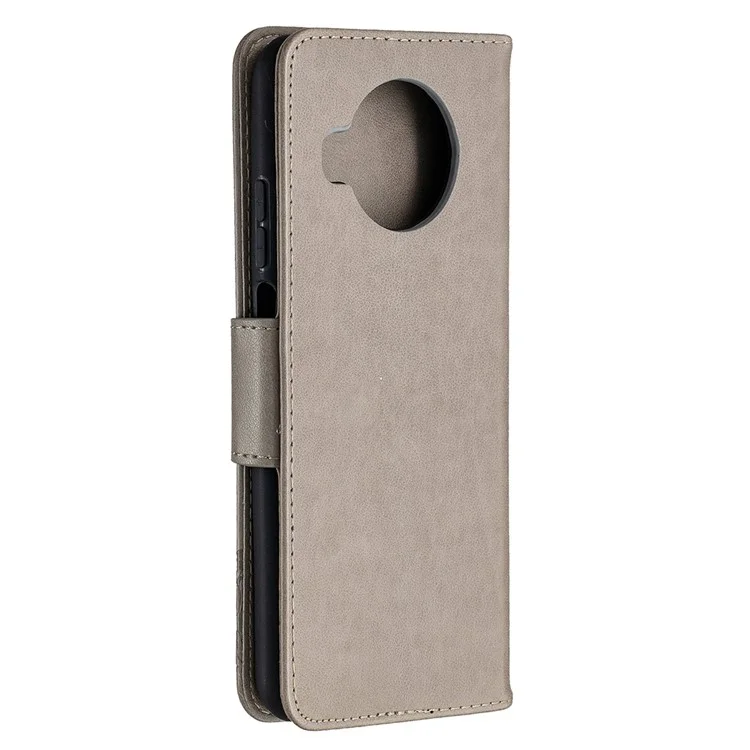 Cartera con Estampado de Mariposas Funda Protectora de Cuero para Xiaomi Mi 10T Lite 5G/Mi 10i 5G/Redmi Note 9 Pro 5G - Gris 