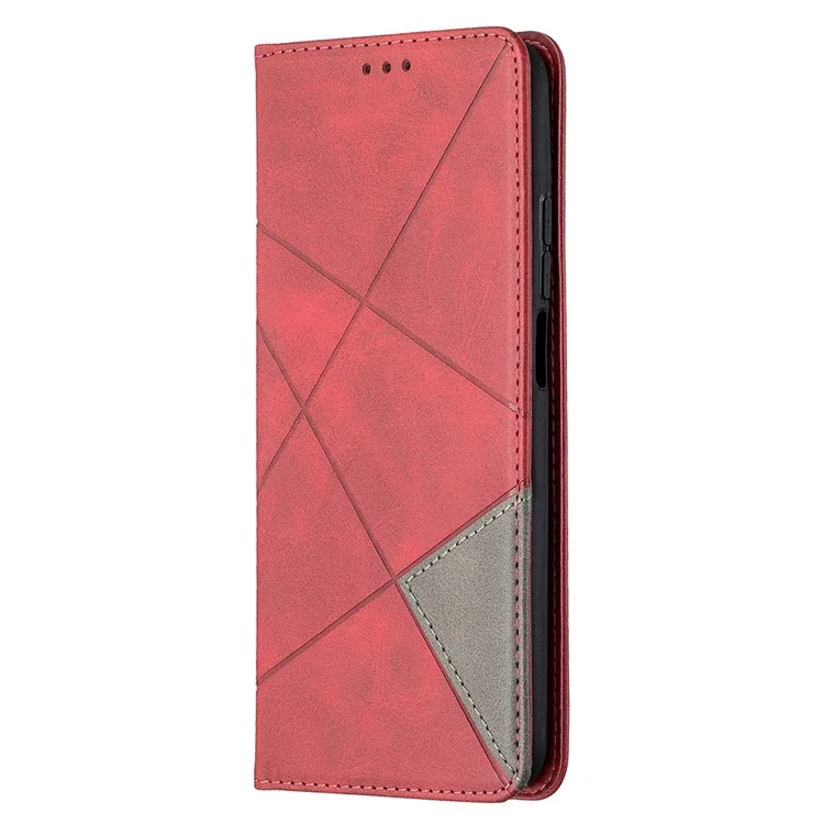 Étui du Support de Carte en Cuir du Support de Motif Géométrique Pour Xiaomi Mi 10t 5g / 10T Pro 5g / Redmi K30S Shell Protecteur - Rouge