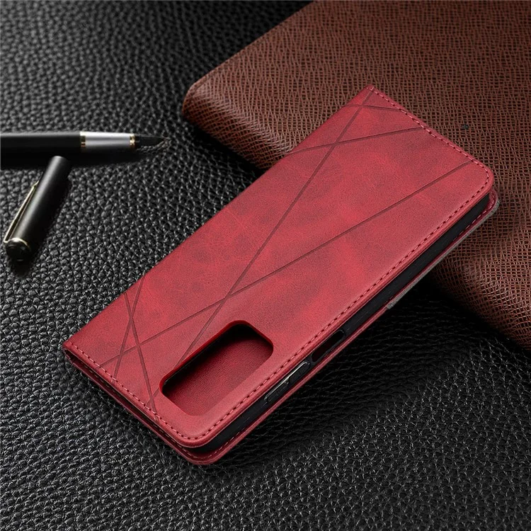 Étui du Support de Carte en Cuir du Support de Motif Géométrique Pour Xiaomi Mi 10t 5g / 10T Pro 5g / Redmi K30S Shell Protecteur - Rouge