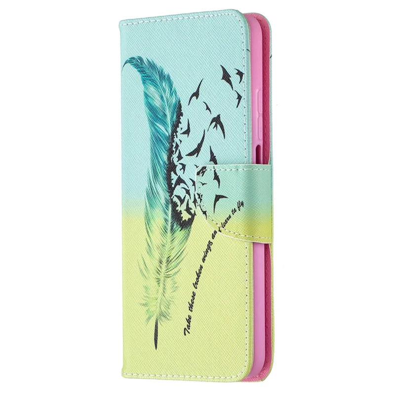 Pattern Printing Leather Wallet Protective Shell for Xiaomi Mi 10T Pro 5G / Mi 10T 5G/ Redmi K30S - Feather