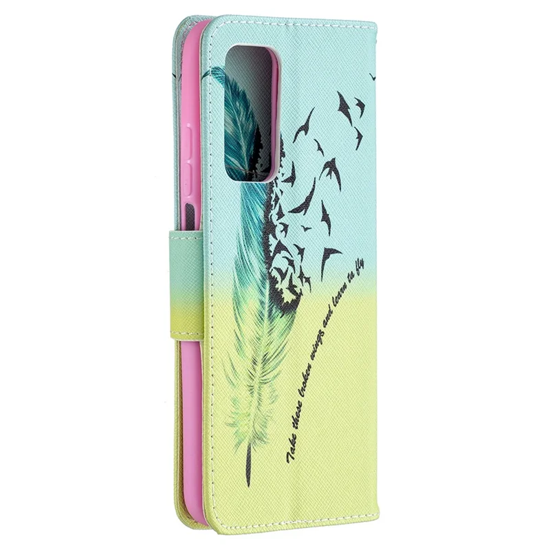 Pattern Printing Leather Wallet Protective Shell for Xiaomi Mi 10T Pro 5G / Mi 10T 5G/ Redmi K30S - Feather