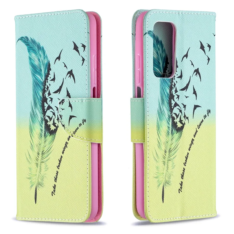 Pattern Printing Leather Wallet Protective Shell for Xiaomi Mi 10T Pro 5G / Mi 10T 5G/ Redmi K30S - Feather