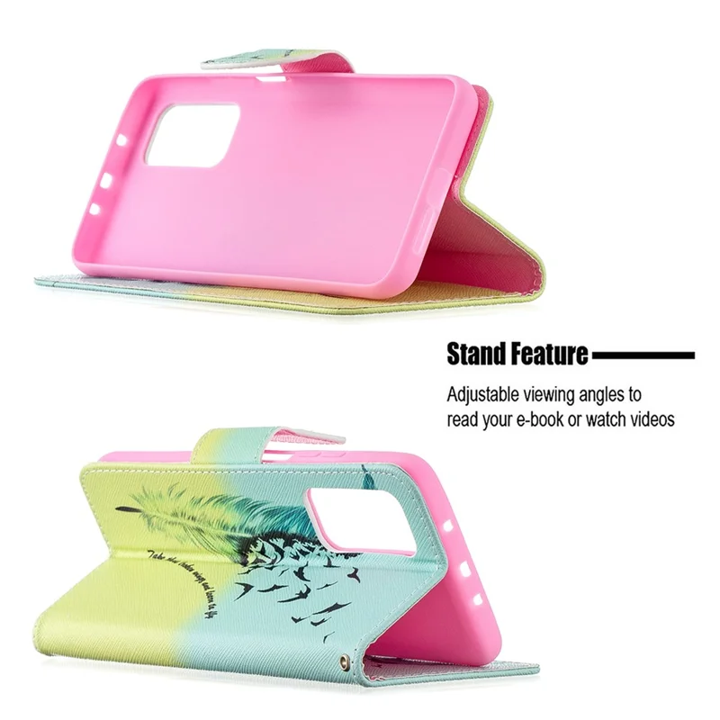 Pattern Printing Leather Wallet Protective Shell for Xiaomi Mi 10T Pro 5G / Mi 10T 5G/ Redmi K30S - Feather