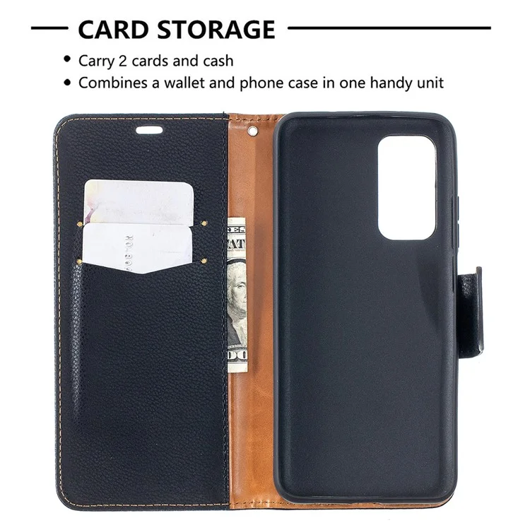 Litchi Skin Wallet Leather Stand Stand Case Para Xiaomi Mi 10t Pro 5g / Mi 10t 5g/ Redmi K30s - Preto