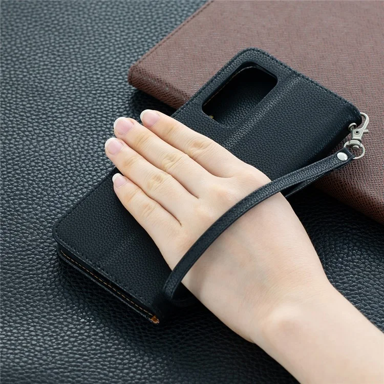 Litchi Skin Wallet Leather Stand Cover Case for Xiaomi Mi 10T Pro 5G / Mi 10T 5G/ Redmi K30S - Black