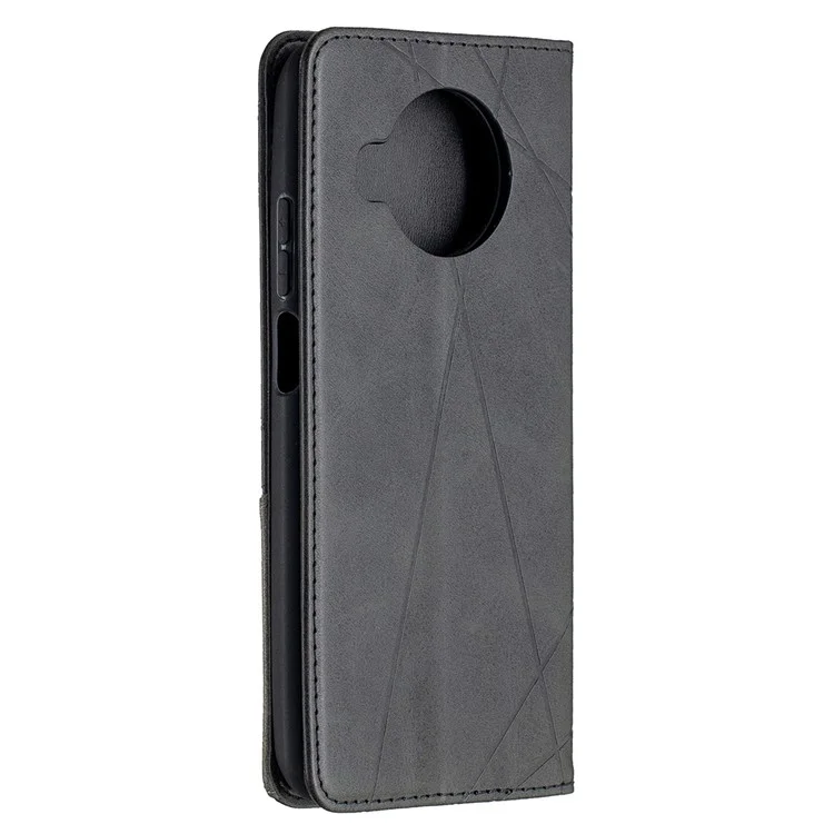 Caso Del Titolare Della Carta In Cuoio Del Supporto Geometrico Per Xiaomi Mi 10t Lite 5G / Redmi Nota 9 Pro 5G / MI 10i 5G Cover Protettivo - Nero