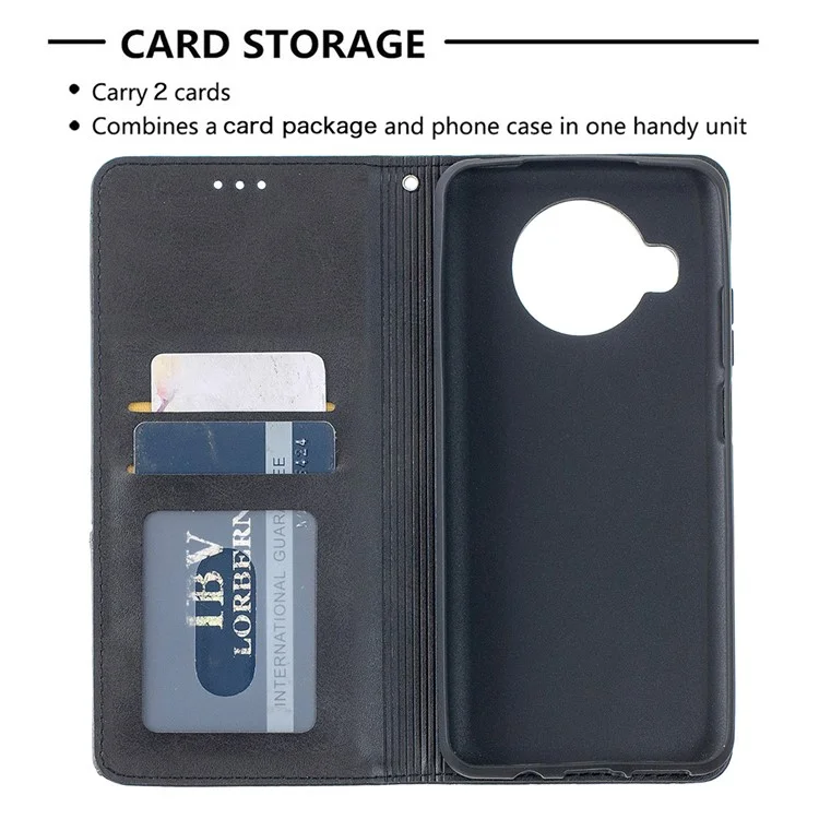 Caso Del Titolare Della Carta In Cuoio Del Supporto Geometrico Per Xiaomi Mi 10t Lite 5G / Redmi Nota 9 Pro 5G / MI 10i 5G Cover Protettivo - Nero