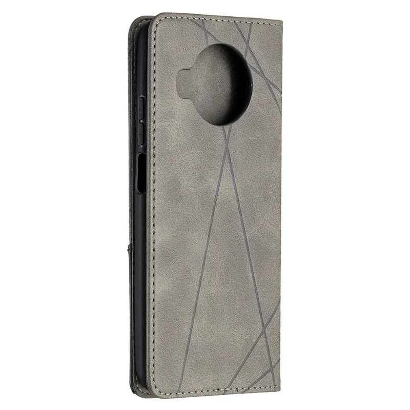 Geometric Pattern Stand Leather Card Holder Case for Xiaomi Mi 10T Lite 5G / Redmi Note 9 Pro 5G / Mi 10i 5G Protective Cover - Grey