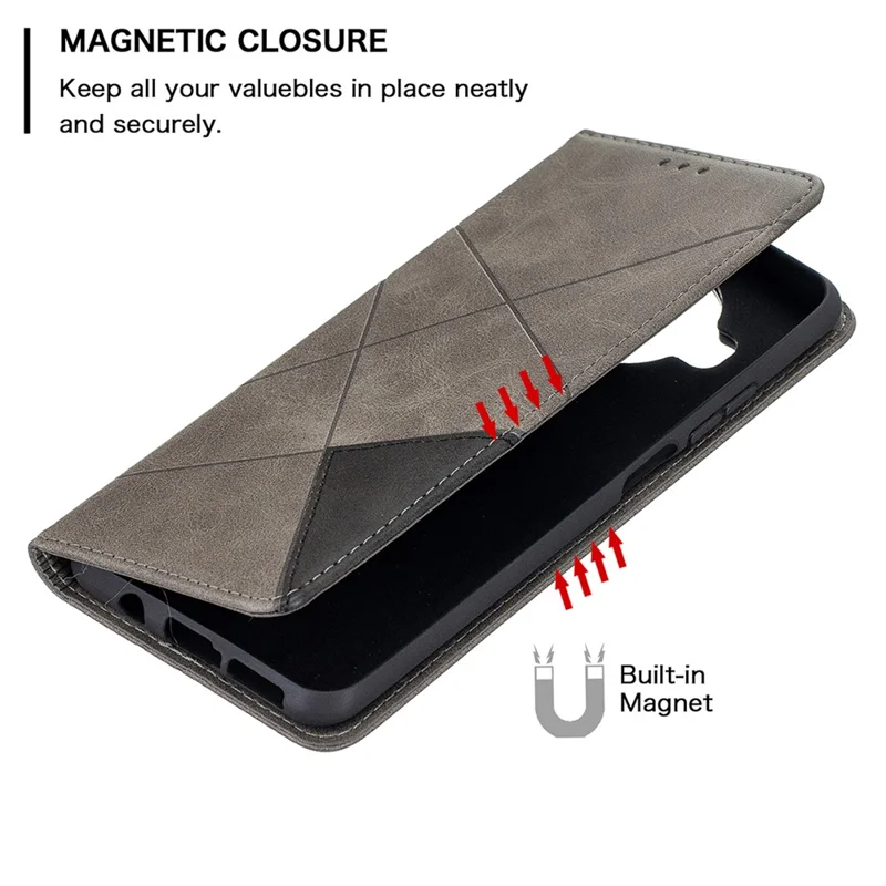 Geometric Pattern Stand Leather Card Holder Case for Xiaomi Mi 10T Lite 5G / Redmi Note 9 Pro 5G / Mi 10i 5G Protective Cover - Grey