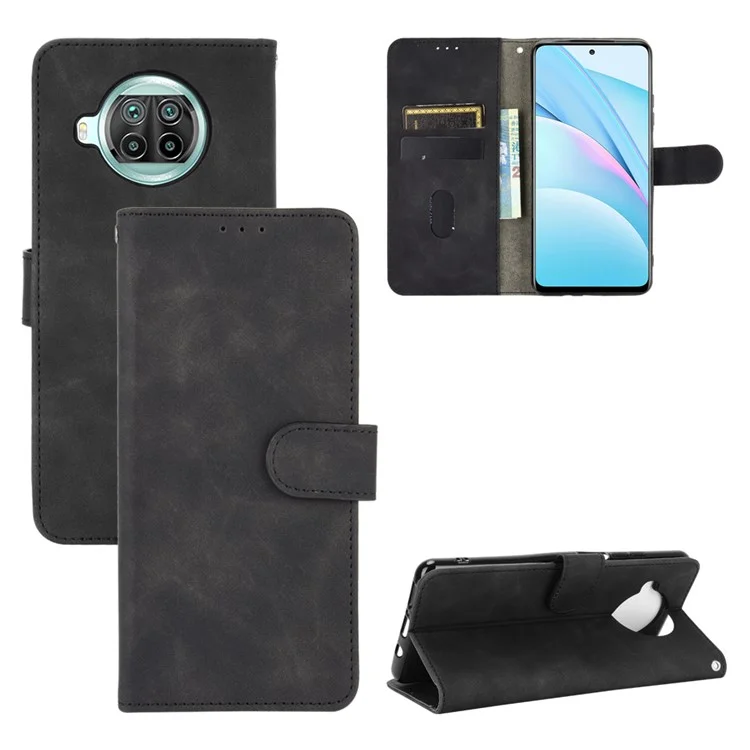 Skin-Touch PU Leder Flip Phone Wallet Hülle Für Xiaomi Mi 10T Lite 5G/Redmi Note 9 Pro 5g/mi 10i 5g - Schwarz