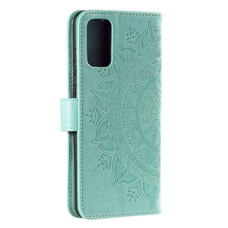 Capa de Carteira de Couro com Impressão de Flor para Xiaomi Mi 10T 5G/10T Pro 5G/Redmi K30S - Suporte para Capa - Ciano