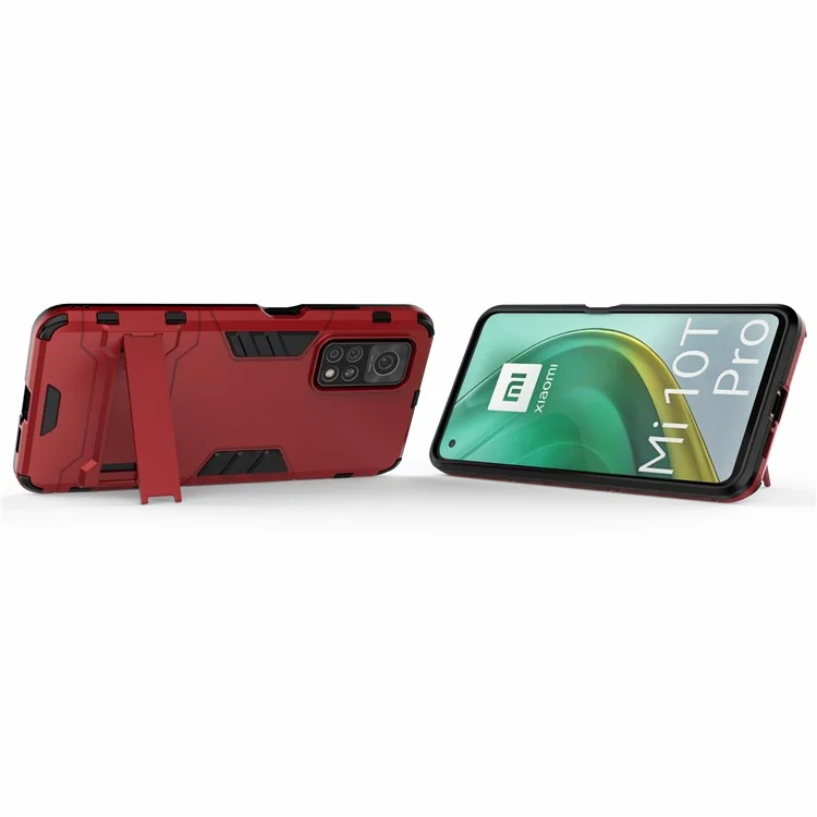 Kunststoff + TPU Hybrid -hülle Für Xiaomi Mi 10T 5G/10T Pro 5G/Redmi K30S Kickstand Cover - Rot