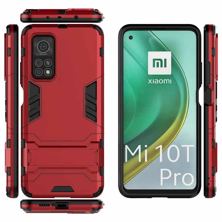 Kunststoff + TPU Hybrid -hülle Für Xiaomi Mi 10T 5G/10T Pro 5G/Redmi K30S Kickstand Cover - Rot