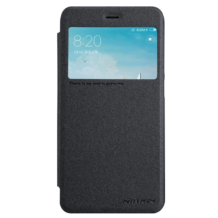 NILLKIN Sparkle Series View Window Leather Phone Shell for Xiaomi Redmi 4X - Black
