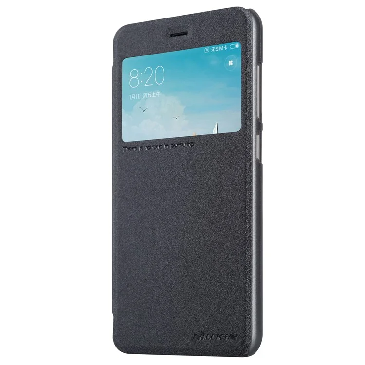 NILLKIN Sparkle Series View Window Leather Phone Shell for Xiaomi Redmi 4X - Black