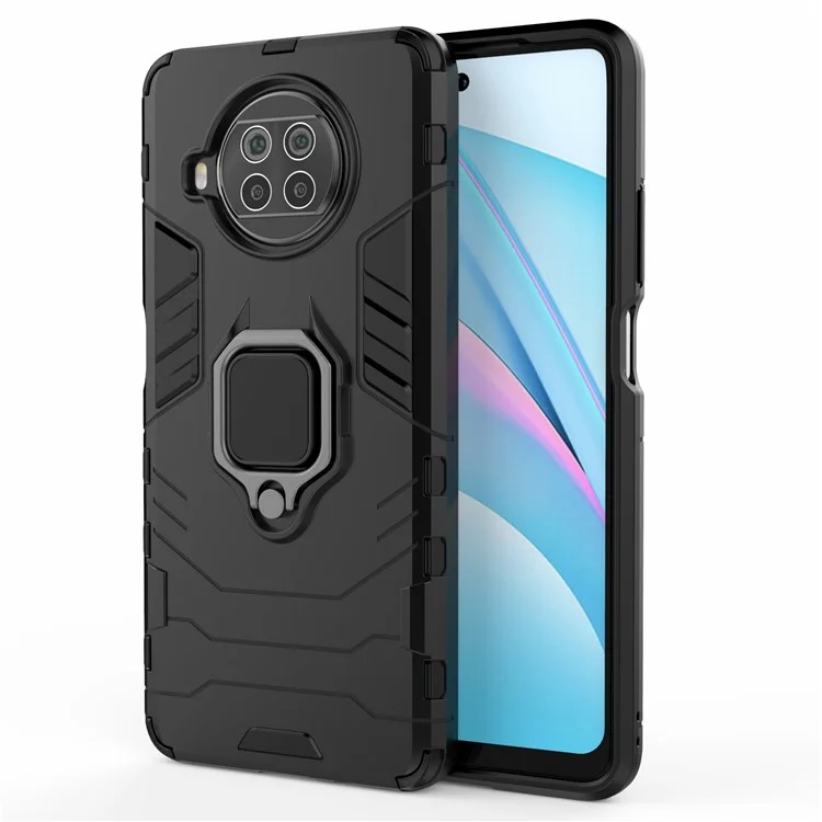 Finger Ring Holder Kickstand PC + TPU Hybrid Case for Xiaomi Mi 10T Lite 5G / Redmi Note 9 Pro 5G / Mi 10i 5G - Black