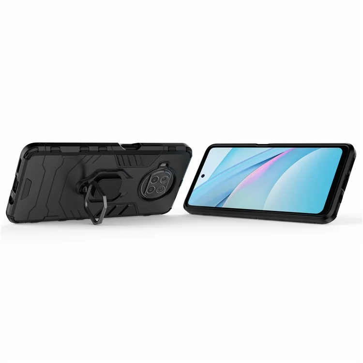 Finger Ring Holder Kickstand PC + TPU Hybrid Case for Xiaomi Mi 10T Lite 5G / Redmi Note 9 Pro 5G / Mi 10i 5G - Black
