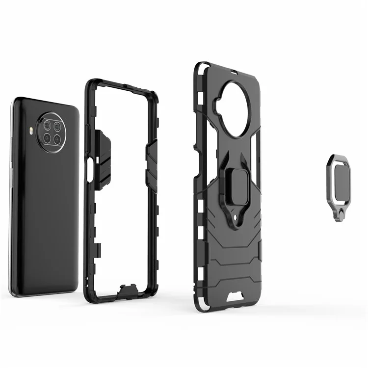 Caso Híbrido PC + TPU Para el Titular Del Anillo Para Xiaomi Mi 10t Lite 5G / Redmi Note 9 Pro 5G / Mi 10i 5g - Negro