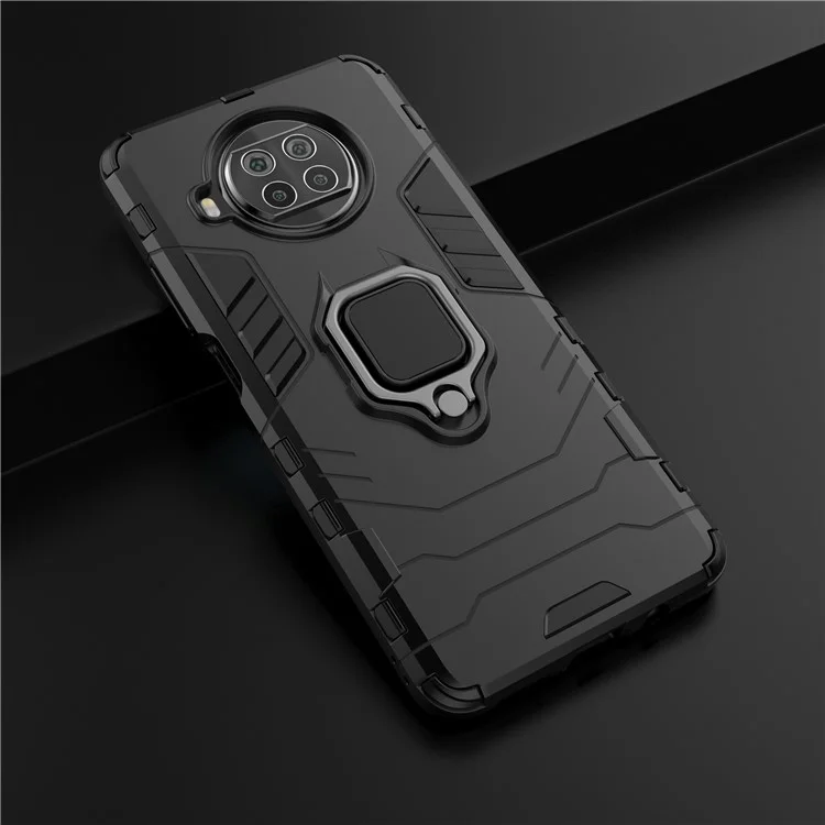 Caso Híbrido PC + TPU Para el Titular Del Anillo Para Xiaomi Mi 10t Lite 5G / Redmi Note 9 Pro 5G / Mi 10i 5g - Negro