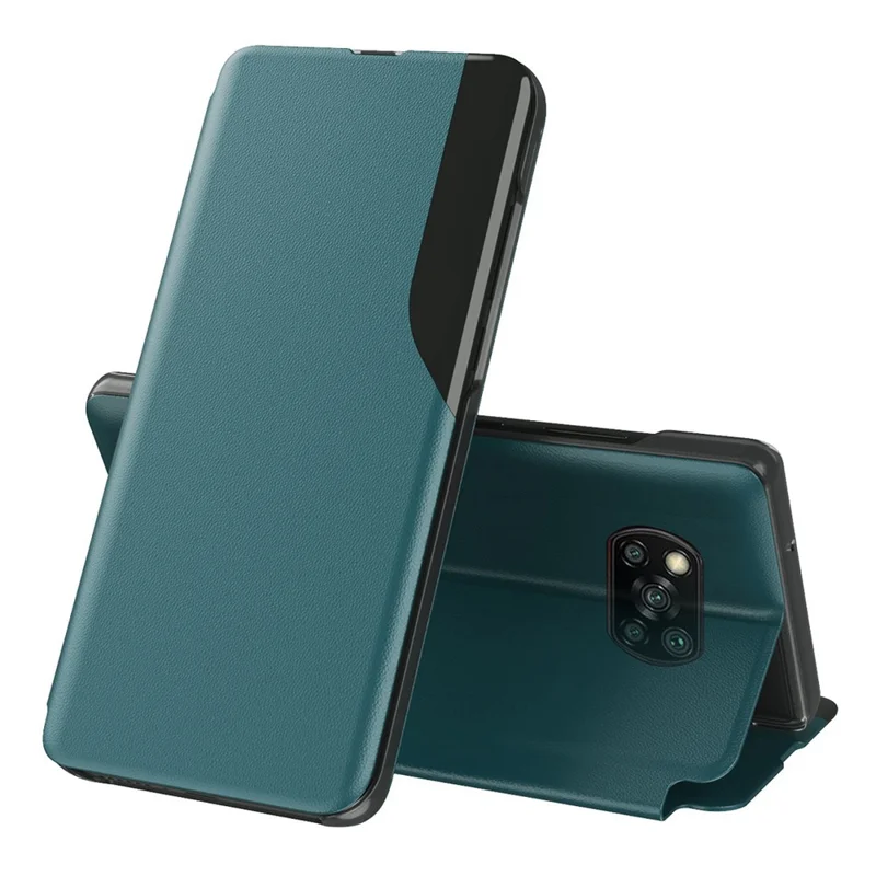 For Xiaomi Poco X3 / Poco X3 NFC Phone Case Folio Flip PU Leather Stand Cover - Green