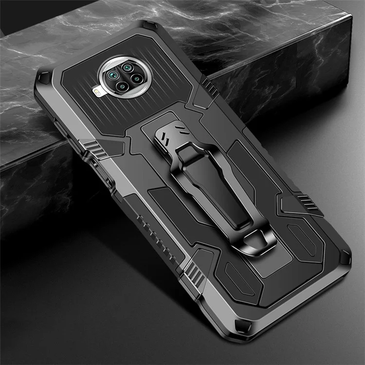 Plastic + TPU Hybrid Case with Kickstand for Xiaomi Mi 10T Lite 5G/Mi 10i 5G/Redmi Note 9 Pro 5G- Black