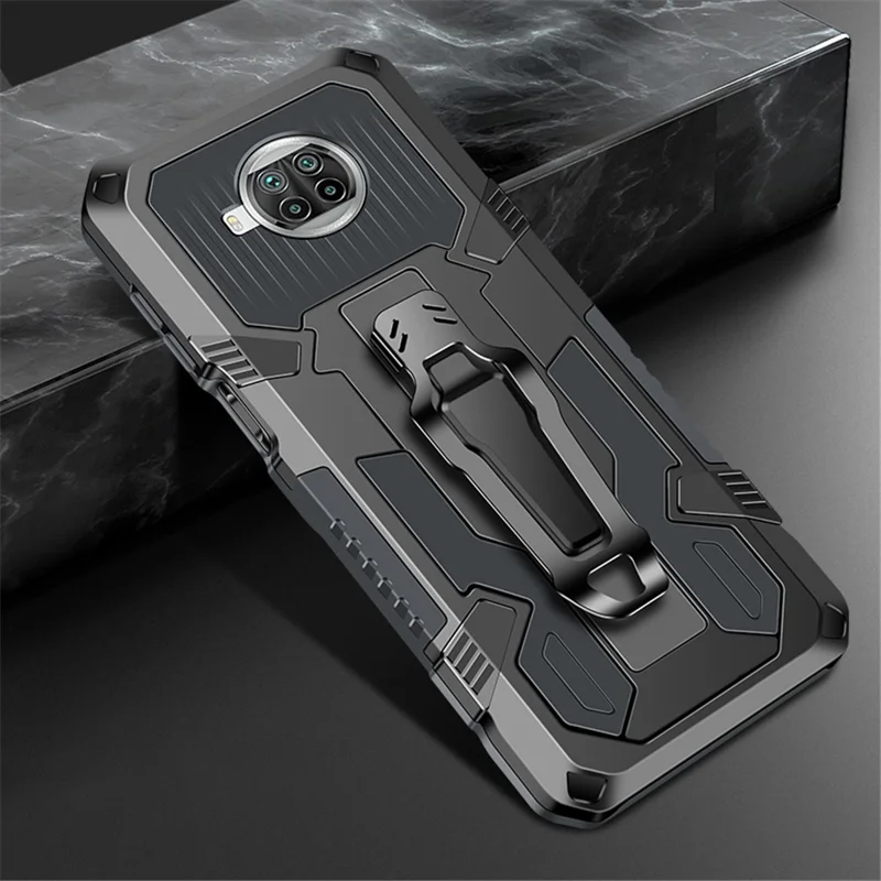 Plastic + TPU Hybrid Case with Kickstand for Xiaomi Mi 10T Lite 5G/Mi 10i 5G/Redmi Note 9 Pro 5G- Grey