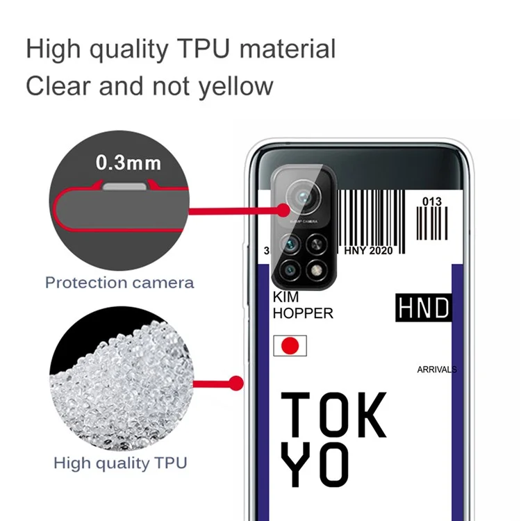 Creative Boarding Check TPU -fall Für Xiaomi Mi 10T 5G/10T Pro 5G/Redmi K30S Protektorschale - Tokio/kim Hopper