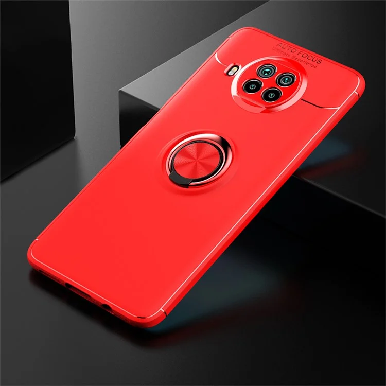 360 Graus Anel de Metal Tampa de Tpu Com Folha Magnética Embutida Para Xiaomi Mi 10t Lite 5g/redmi Nota 9 Pro 5g/mi 10i 5g - Tudo Vermelho