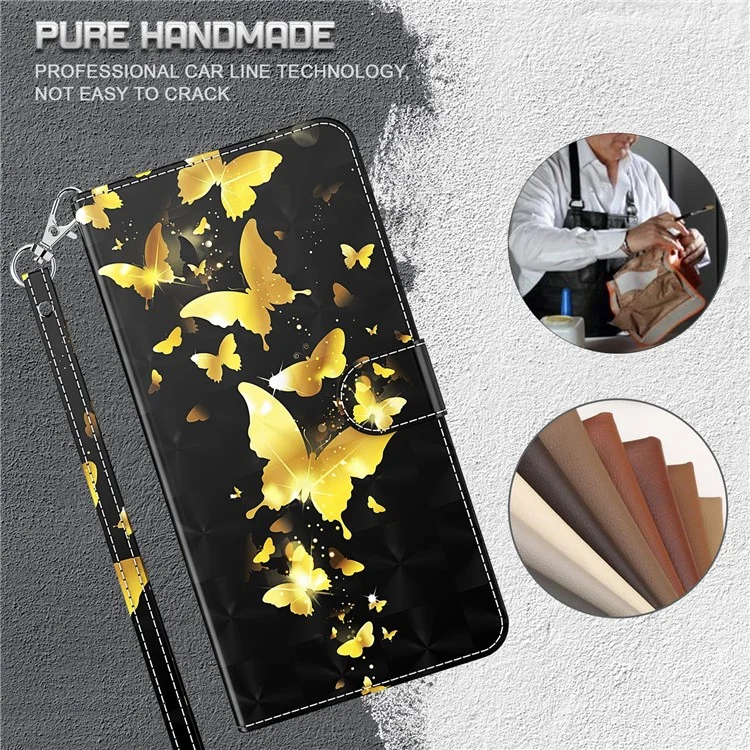 Stylish Pattern Printing for Xiaomi Mi 10T Lite 5G/Redmi Note 9 Pro 5G/Mi 10i 5G  Leather Case Wallet Stand Shell - Gold Butterfly