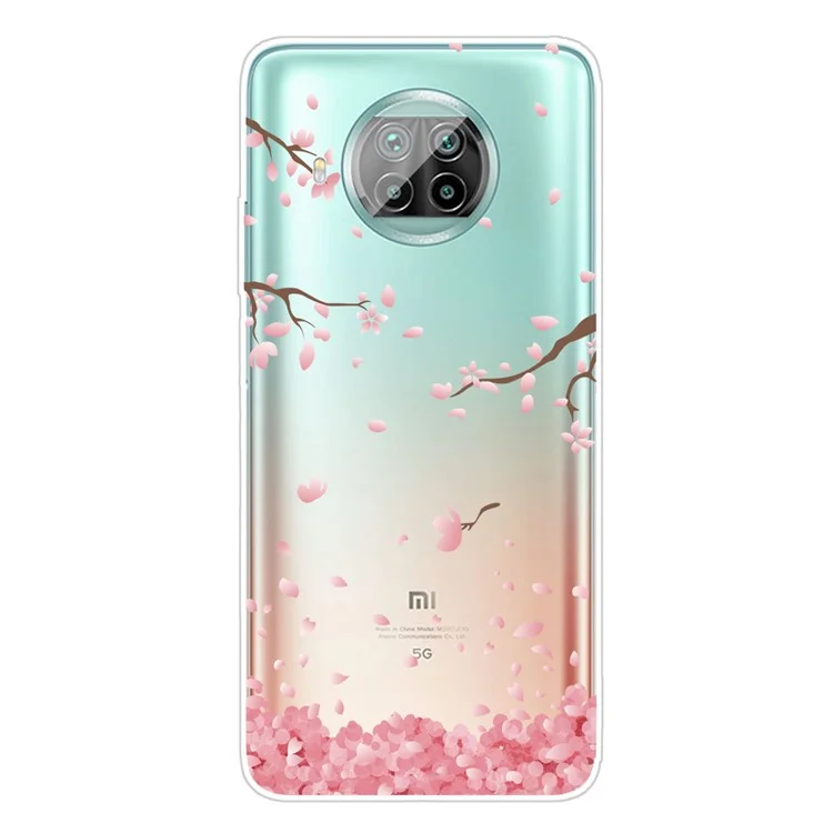 Clear Pattern Printing TPU Protector for Xiaomi Mi 10T Lite 5G/Note 9 Pro 5G/Mi 10i 5G Soft Phone Case - Fallen Flowers