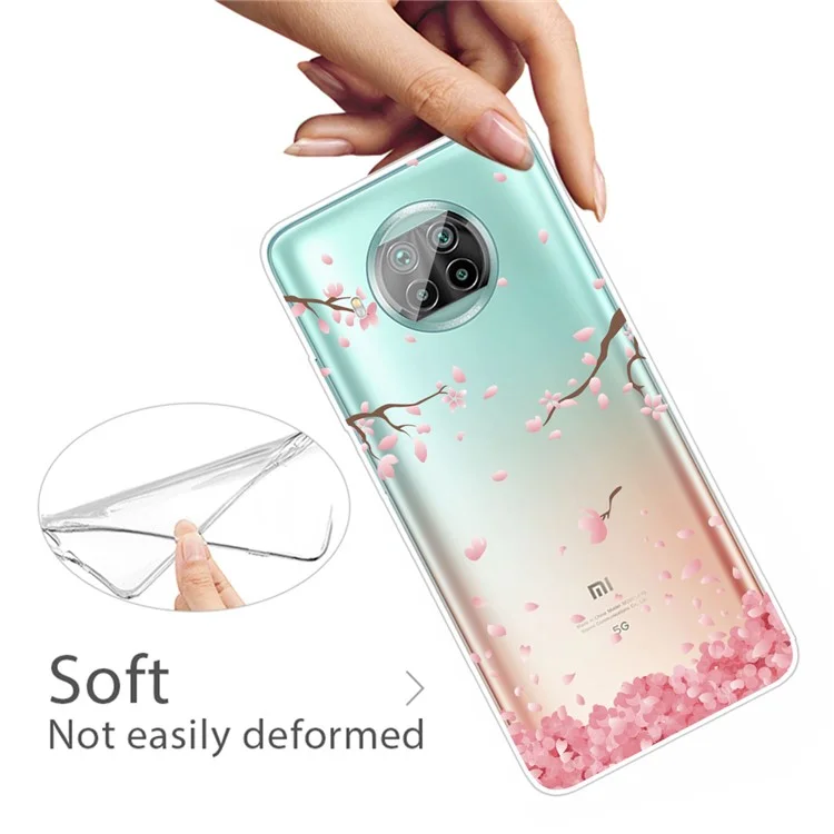 Clear Pattern Printing TPU Protector for Xiaomi Mi 10T Lite 5G/Note 9 Pro 5G/Mi 10i 5G Soft Phone Case - Fallen Flowers