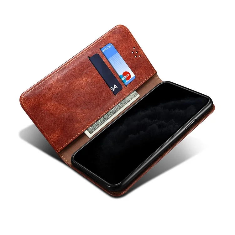 Waxy Crazy Horse Texture TPU + PU Ledertasche Für Xiaomi Mi 10T Pro 5G/Redmi K30S / Mi 10t 5g - Braun