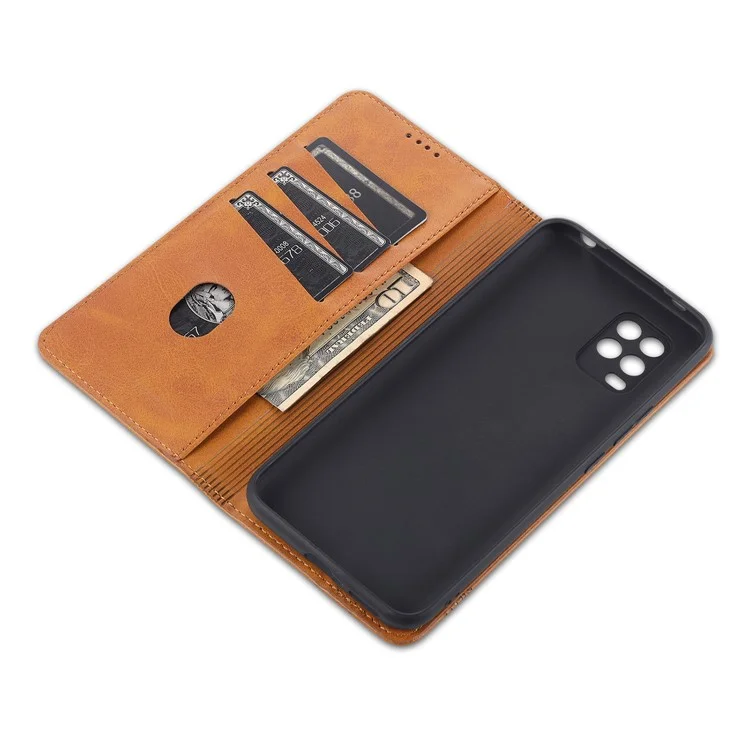 AZNS for Xiaomi Mi 10 Lite 5G Auto-absorbed Leather Wallet Shell Case - Brown