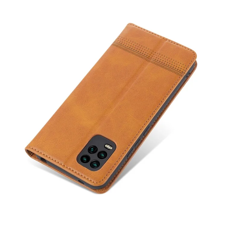 AZNS for Xiaomi Mi 10 Lite 5G Auto-absorbed Leather Wallet Shell Case - Brown