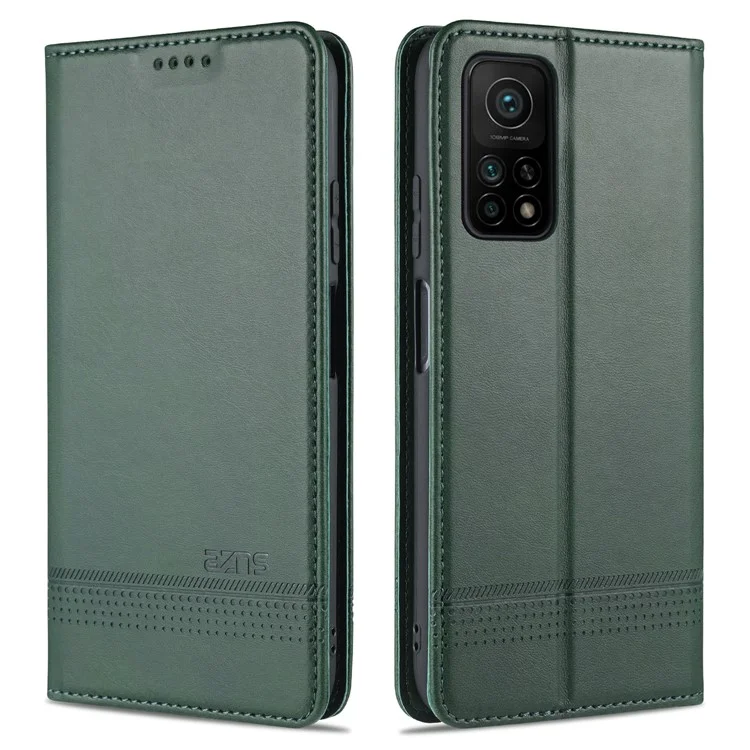 Casca da Carteira AZNS Para Xiaomi Redmi K30s/10t 5g/mi 10t Pro 5g Caso de Couro Absorvido Automaticamente - Verde