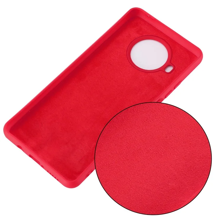 Liquid Silicone Plain Phone Protective Casing with Strap for Xiaomi Mi 10T Lite 5G/Redmi Note 9 Pro 5G/Mi 10i 5G - Red