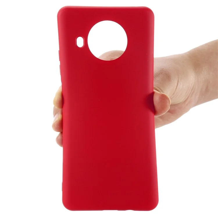 Liquid Silicone Plain Phone Protective Casing with Strap for Xiaomi Mi 10T Lite 5G/Redmi Note 9 Pro 5G/Mi 10i 5G - Red