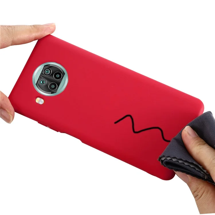 Liquid Silicone Plain Phone Protective Casing with Strap for Xiaomi Mi 10T Lite 5G/Redmi Note 9 Pro 5G/Mi 10i 5G - Red