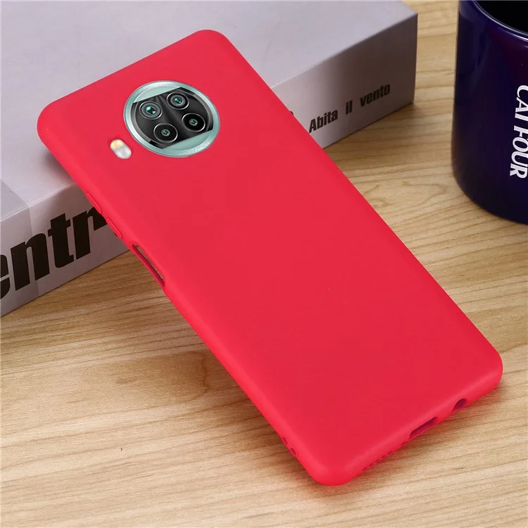 Liquid Silicone Plain Phone Protective Casing with Strap for Xiaomi Mi 10T Lite 5G/Redmi Note 9 Pro 5G/Mi 10i 5G - Red