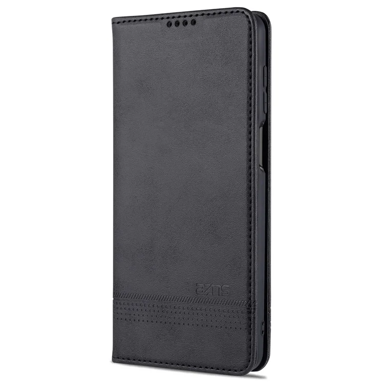 AZNS Pour Xiaomi Redmi Note 9 Pro / Note 9s Case de Support de Portefeuille en Cuir Auto-absorbed - le Noir