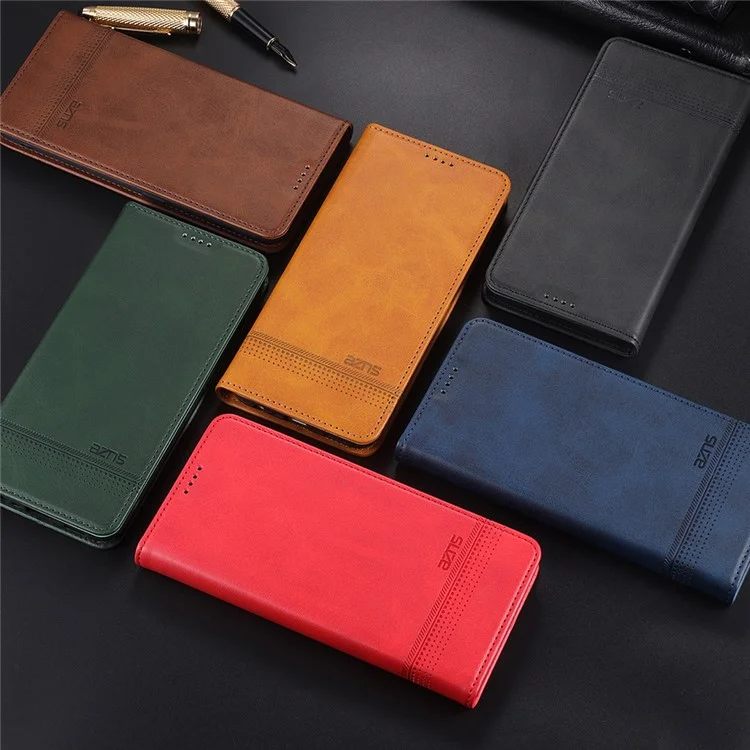 AZNS for Xiaomi Redmi Note 9 Pro/Note 9S Auto-absorbed Leather Wallet Stand Case - Black